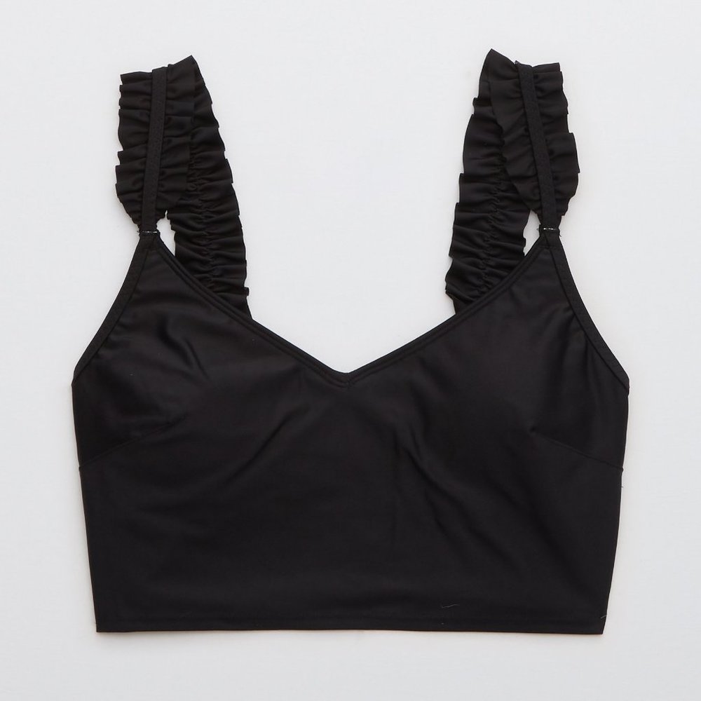 Aerie Ruffle Longline Scoop Bikini Top